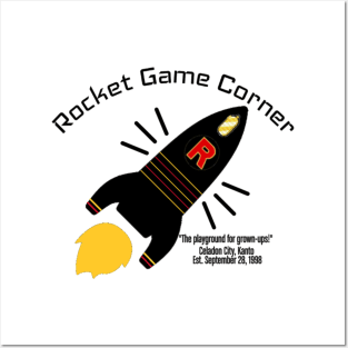 Rocket Game Corner T-Shirt in black lettering Posters and Art